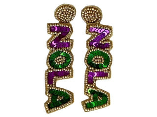 NOLA Mardi Gras Earrings - Boutique Bella BellaDistress
