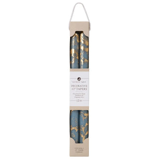 Northern Lights - 12" Decorative Taper Candles - 2pk (Prairie Blue w/ Gold) - Boutique Bella BellaTaper Candles