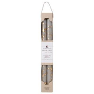 Northern Lights - 12" Decorative Taper Candles - 2pk (Stone w/ Gold) - Boutique Bella BellaTaper Candles