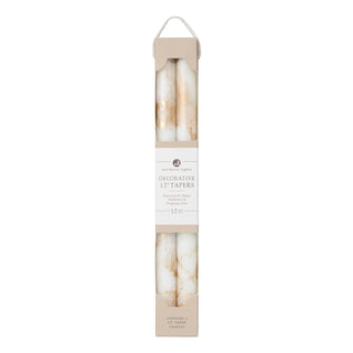 Northern Lights - 12" Decorative Taper Candles - 2pk (White w/ Gold) - Boutique Bella BellaTaper Candles