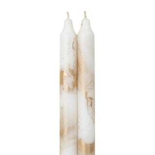 Northern Lights - 12" Decorative Taper Candles - 2pk (White w/ Gold) - Boutique Bella BellaTaper Candles