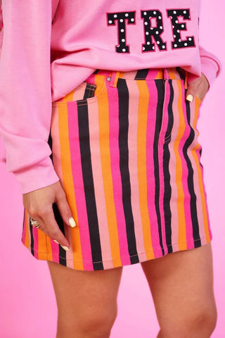 Nova Denim Skirt - Boo Stripes - Boutique Bella BellaSkirt