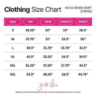 Nova Denim Skirt - Neon Pink Stripes - Boutique Bella BellaSkirt