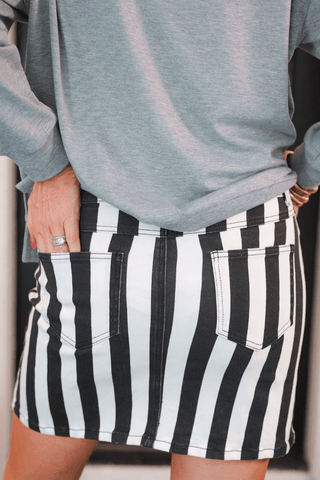 Nova Striped Denim Skirt - Boutique Bella Belladenim skirt