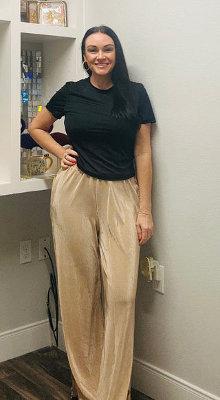 Nude Pleat Ease Wide - Leg Pants - Boutique Bella BellaPants