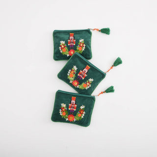 Nutcracker Noel Embroidered Pouch 6" x 8" - Boutique Bella BellaMakeup Bag