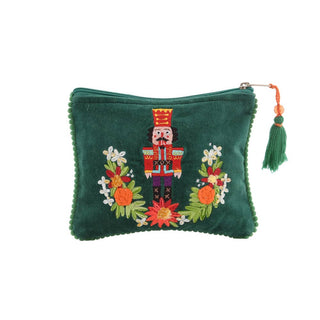 Nutcracker Noel Embroidered Pouch 6" x 8" - Boutique Bella BellaMakeup Bag