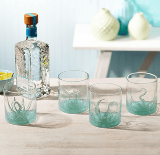 Ocean Water Set of 4 Octopus 16oz Glasses - Boutique Bella Belladrinkware