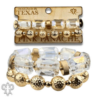 Octagon shape faceted bead bracelet stack - Boutique Bella BellaBracelets