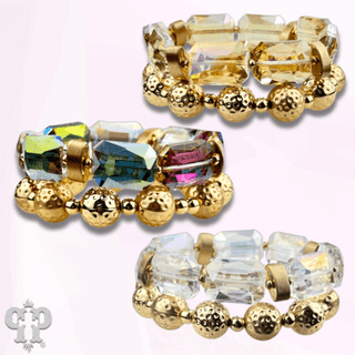 Octagon shape faceted bead bracelet stack - Boutique Bella BellaBracelets