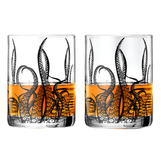 Octopus Tentacle Whiskey Glassware Set Of 2 9 Oz Handmade Craft Beer Cocktail Water Bar Rock Glass K - Boutique Bella BellaWine Glasses