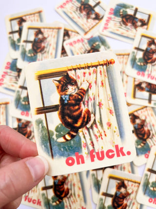 Oh Fuck Kitty Sticker - Funny Cat Decal - Boutique Bella BellaStickers