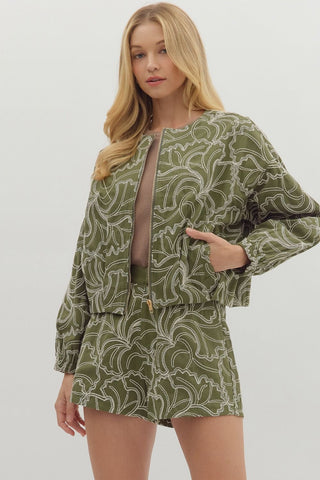 Olive Bloom Jacket - Boutique Bella BellaJacket