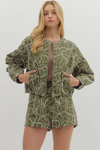 Olive Bloom Jacket - Boutique Bella BellaJacket