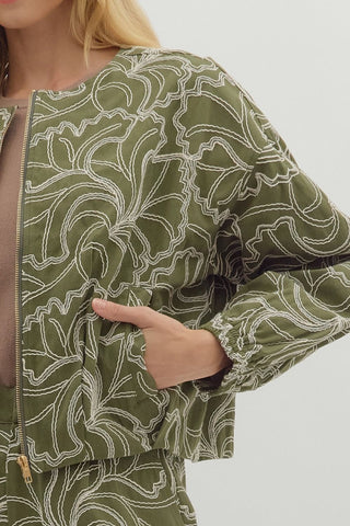 Olive Bloom Jacket - Boutique Bella BellaJacket