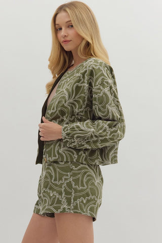 Olive Bloom Jacket - Boutique Bella BellaJacket