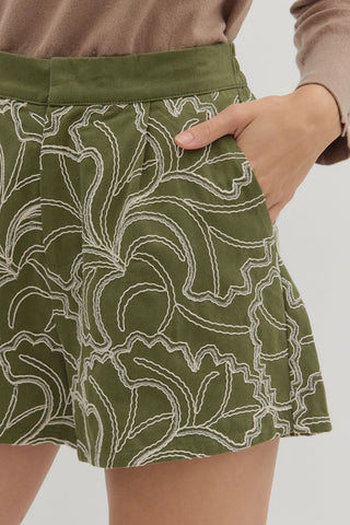 Olive Bloom Shorts - Boutique Bella BellaShorts