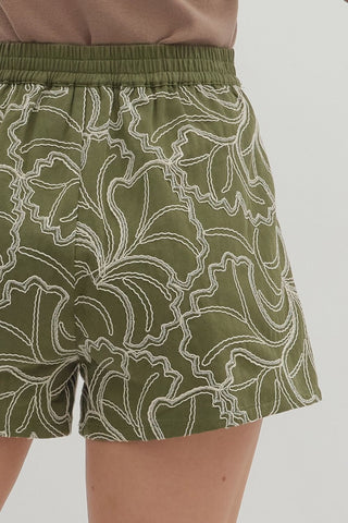 Olive Bloom Shorts - Boutique Bella BellaShorts