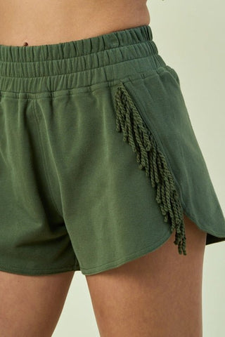 Olive Fringe Western Shorts - Boutique Bella BellaShorts