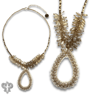 Ombre cluster bead necklace with teardrop pendant - Boutique Bella BellaNecklaces