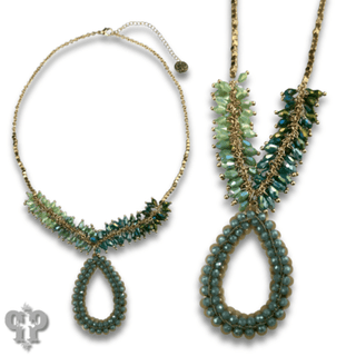 Ombre cluster bead necklace with teardrop pendant - Boutique Bella BellaNecklaces