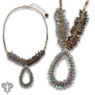 Ombre cluster bead necklace with teardrop pendant - Boutique Bella BellaNecklaces