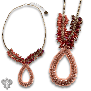 Ombre cluster bead necklace with teardrop pendant - Boutique Bella BellaNecklaces