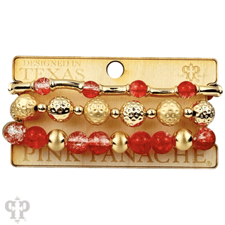 Ombre crackle and gold hammered bead stack bracelet - Boutique Bella BellaBracelets