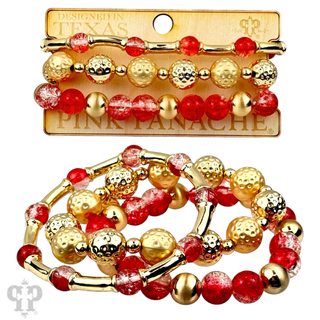 Ombre crackle and gold hammered bead stack bracelet - Boutique Bella BellaBracelets