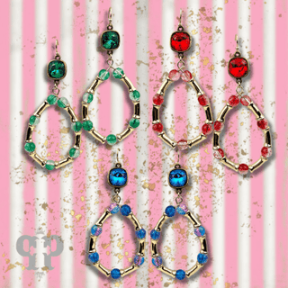 Ombre crackle bead teardrop earring, Austrian crystal - LC - Boutique Bella BellaEarrings