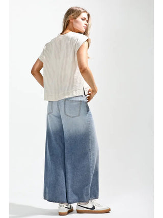 Ombre Dyed Wide Denim Pants - Boutique Bella BellaJeans