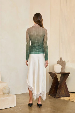 Ombre Rhinestone Mesh Mock Neck Top - Boutique Bella BellaTop
