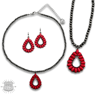 Open stone teardrop necklace set, last call - Boutique Bella BellaJewelry Set