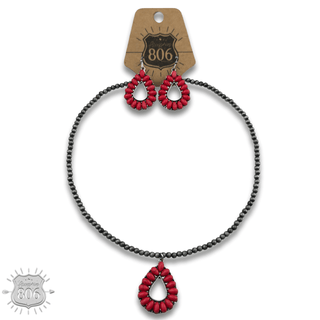 Open stone teardrop necklace set, last call - Boutique Bella BellaJewelry Set