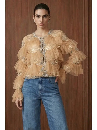 Opulent Ruffle Mesh Statement Layer - Boutique Bella BellaJacket