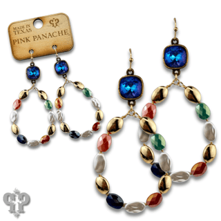 Oval bead teardrop earring with Austrian crystal - Boutique Bella BellaEarrings