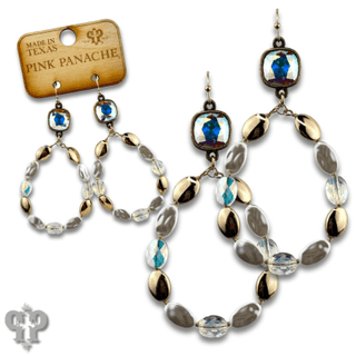 Oval bead teardrop earring with Austrian crystal - Boutique Bella BellaEarrings