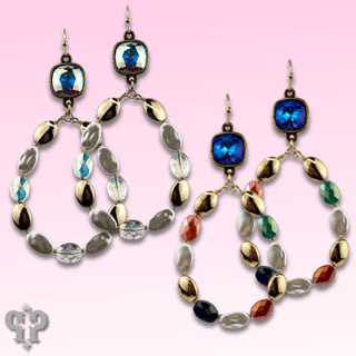 Oval bead teardrop earring with Austrian crystal - Boutique Bella BellaEarrings
