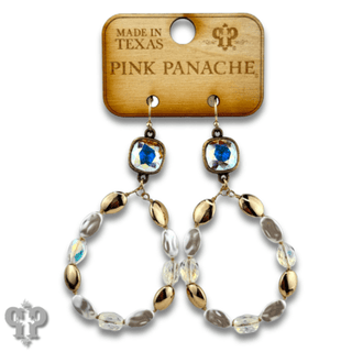 Oval bead teardrop earring with Austrian crystal - Boutique Bella BellaEarrings