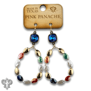 Oval bead teardrop earring with Austrian crystal - Boutique Bella BellaEarrings