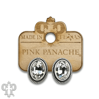 Oval rhinestone in a custom post earring setting - Boutique Bella BellaEarrings