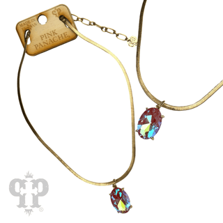 Oval rhinestone pendant necklace - Boutique Bella BellaNecklaces