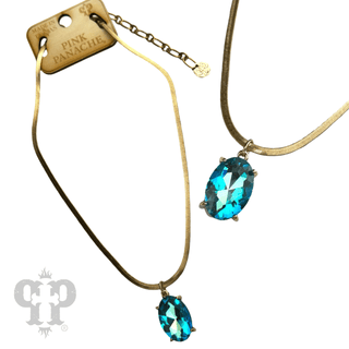 Oval rhinestone pendant necklace - Boutique Bella BellaNecklaces