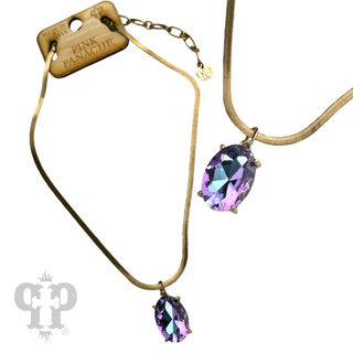 Oval rhinestone pendant necklace - Boutique Bella BellaNecklaces
