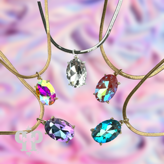 Oval rhinestone pendant necklace - Boutique Bella BellaNecklaces