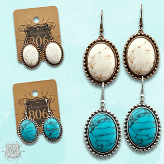 Oval stone earring - LC - Boutique Bella BellaEarrings