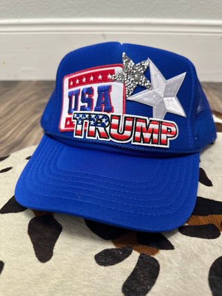 Over The Top TRUMP Royal Blue Trucker - Boutique Bella Bella