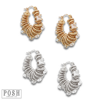 Coil hoop and rhinestone earring - LC