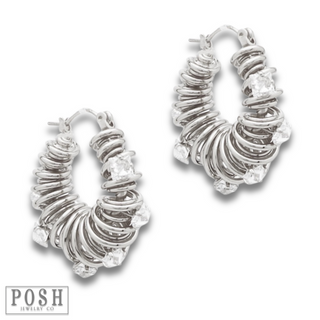Coil hoop and rhinestone earring - LC