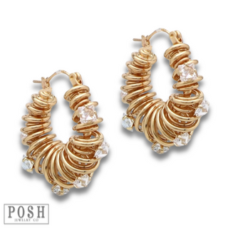 Coil hoop and rhinestone earring - LC